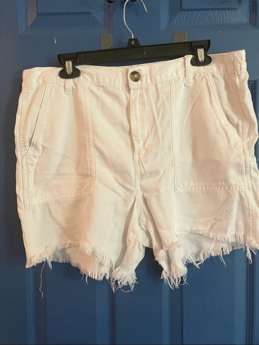 aerie White Frayed Hem Jean Shorts